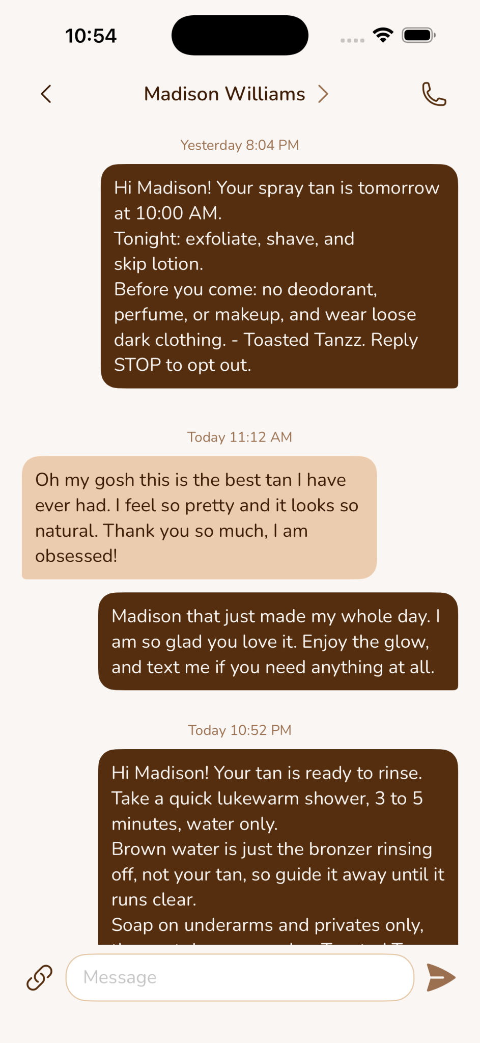 Business inbox in the Toasted app